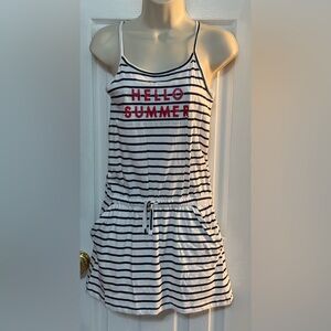 Losan Black White Striped Dress Sz 14 NWOT